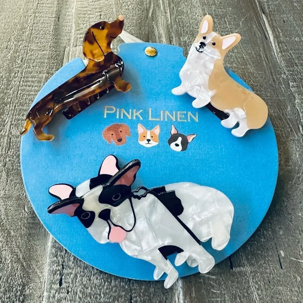 Hair Clips Dachshund Corgi Frenchie Dog Shaped Set